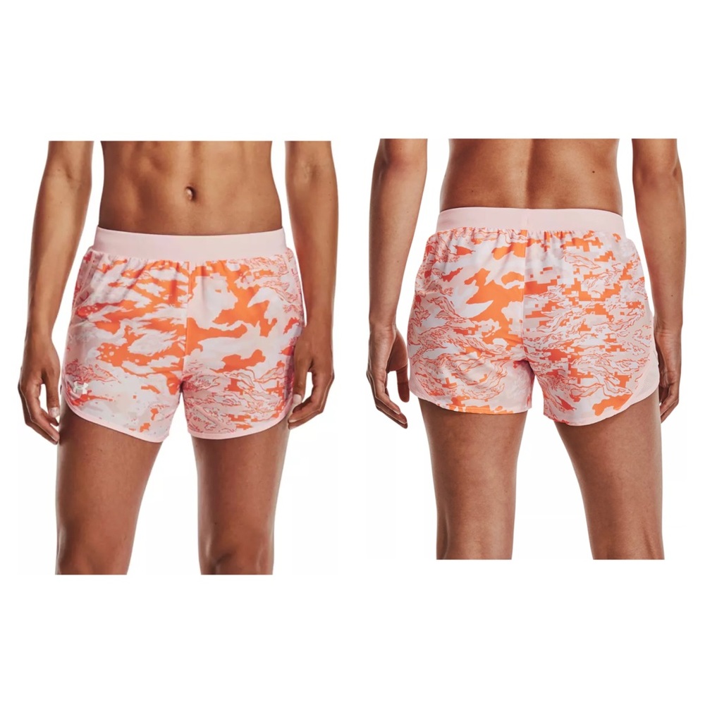 Under Armour White and Orange urban camo Printed Athletic Shorts